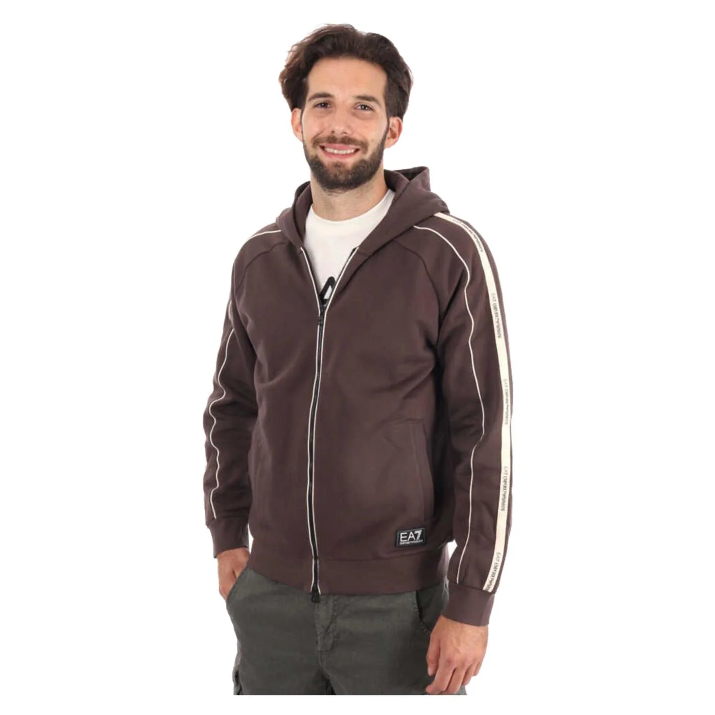 EMPORIO ARMANI 7 EA7 TRAIN LOGO TAPE HOODIE FZ - Image 2