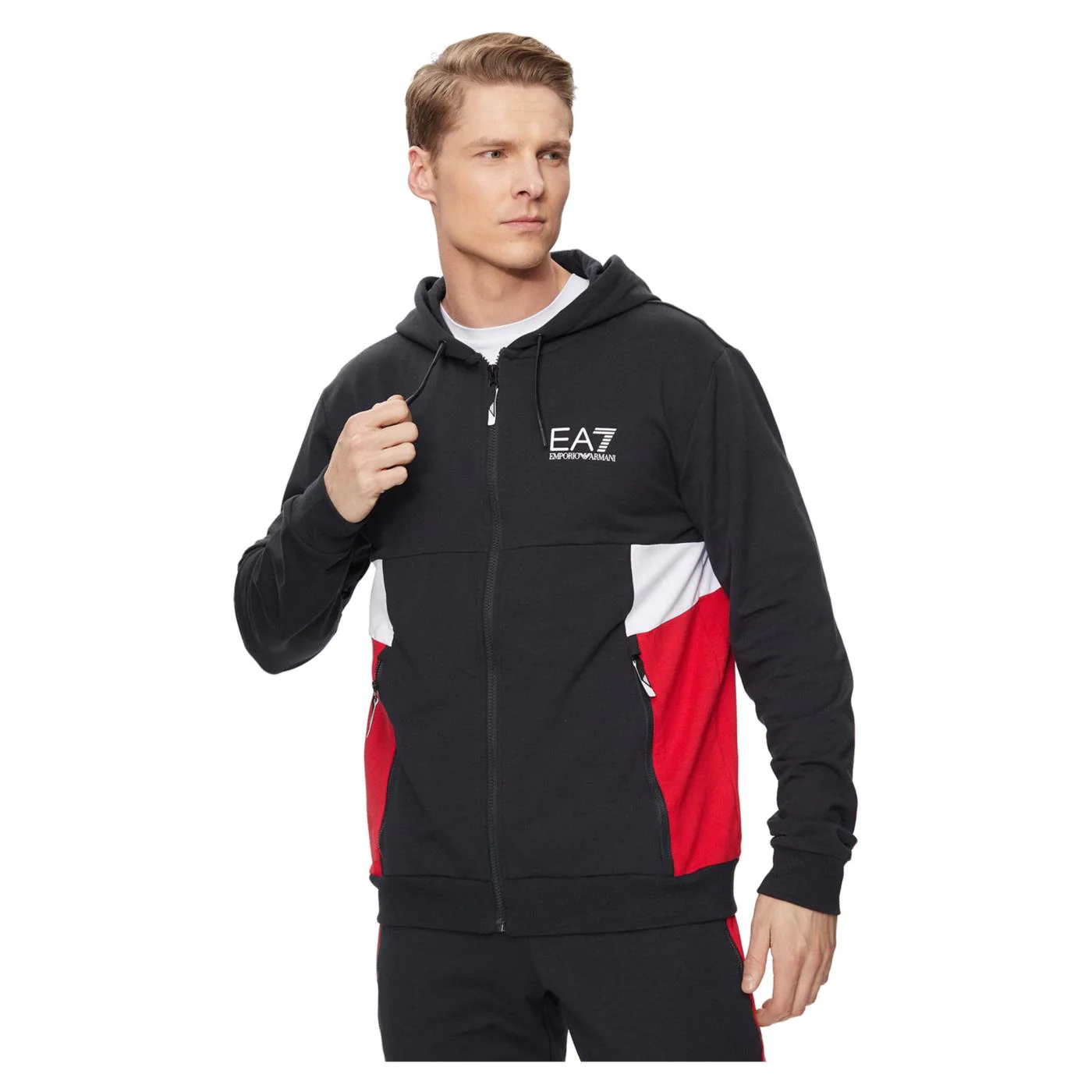 EMPORIO ARMANI 7 EA7 TRAIN SUMMER BLOCK HOODIE - Image 3
