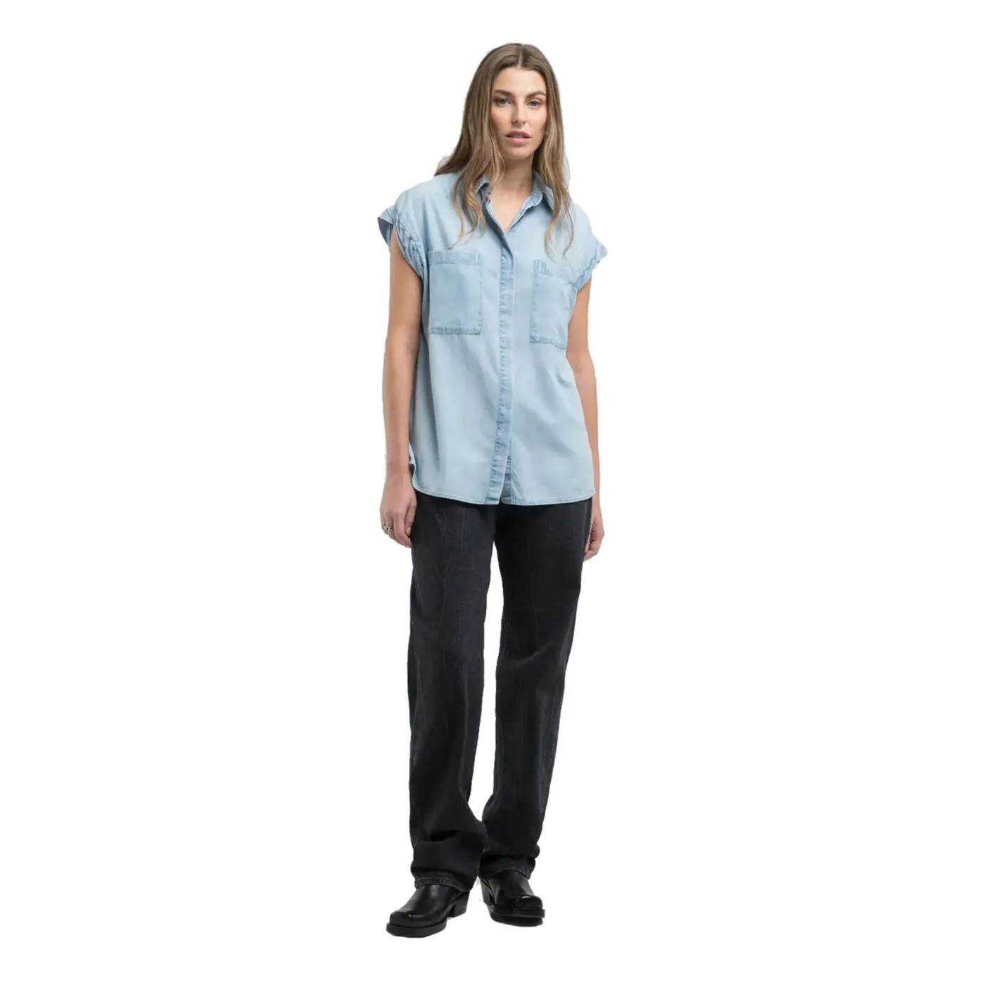REPLAY CAMICIA SMANICATA DENIM