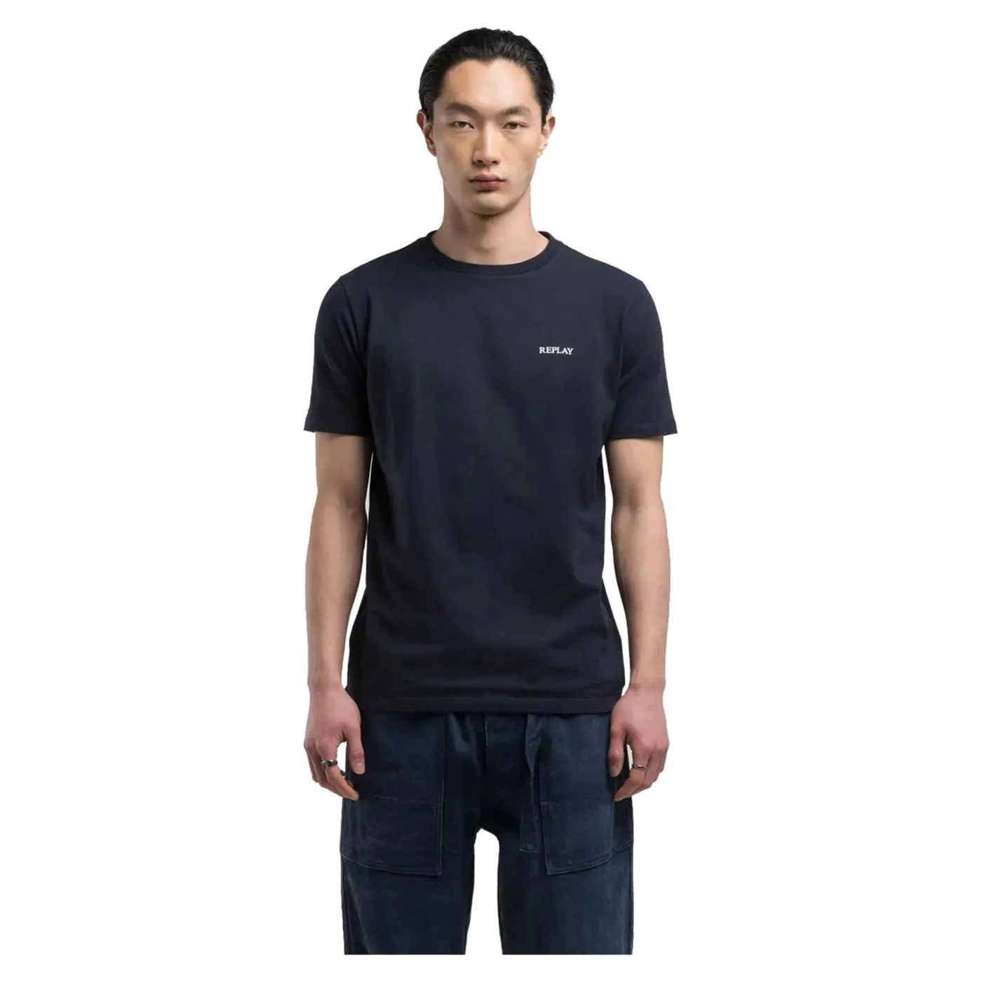 REPLAY TEE IN COTONE LETTERING
