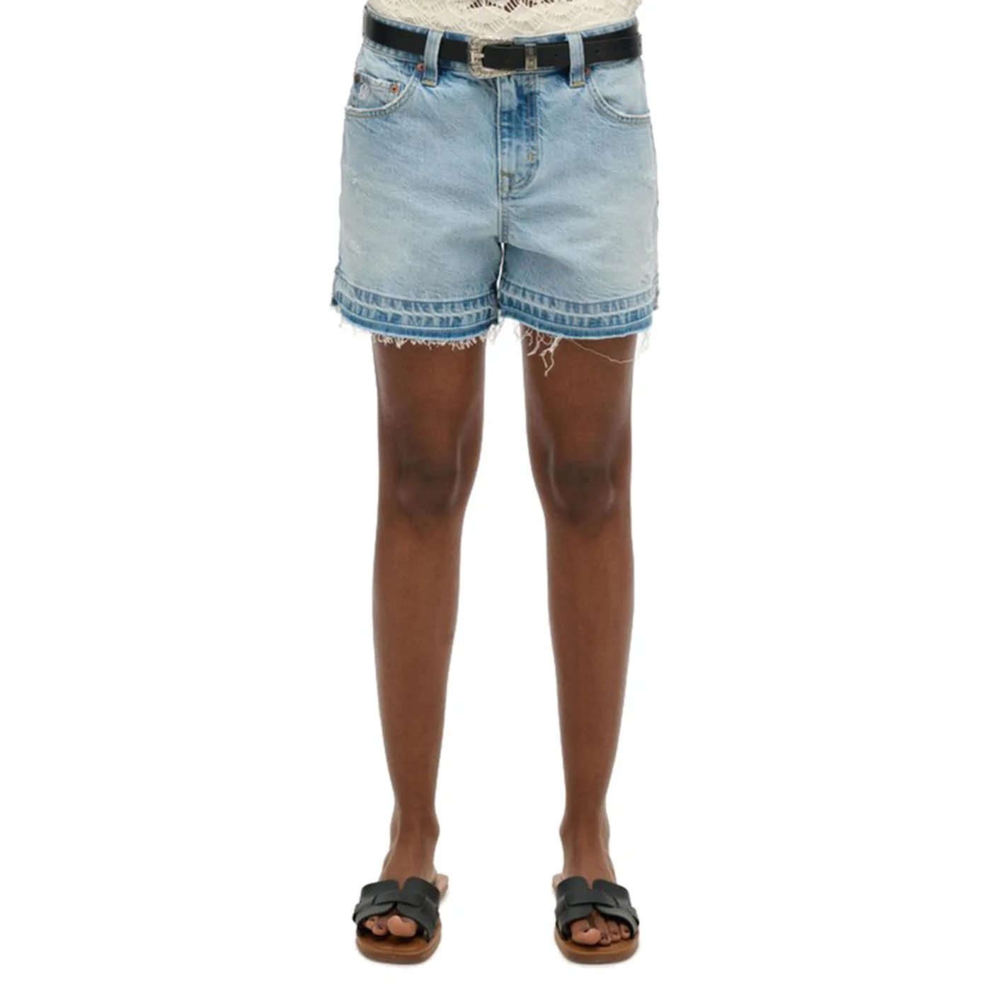 SUPERDRY W MID RISE CUT OFF SHORT